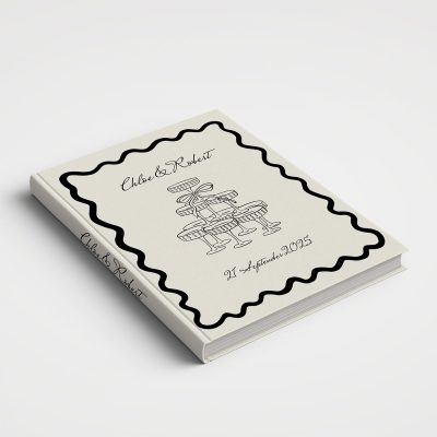 Wedding Album Printed Covers - Champagne Tower Cool Tones Black and Grey