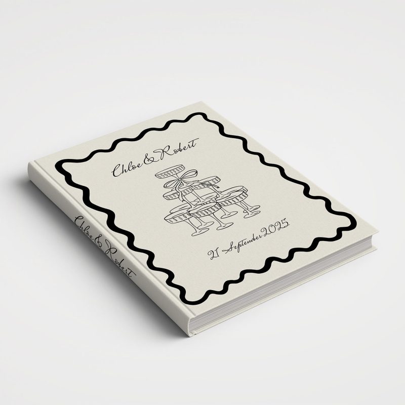 Wedding Album Printed Covers - Champagne Tower Cool Tones Black and Grey