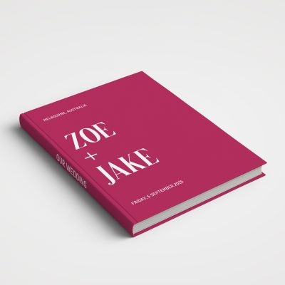 Wedding Album Printed Covers - Colour Block Hot Pink & Off White