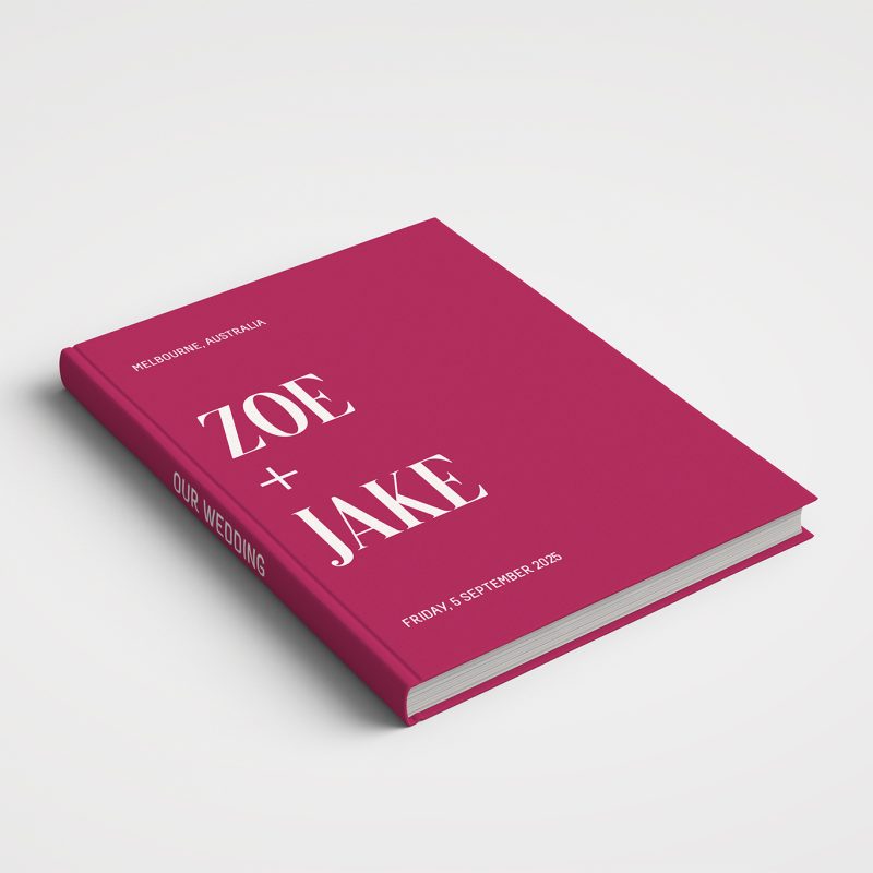 Wedding Album Printed Covers - Colour Block Hot Pink & Off White