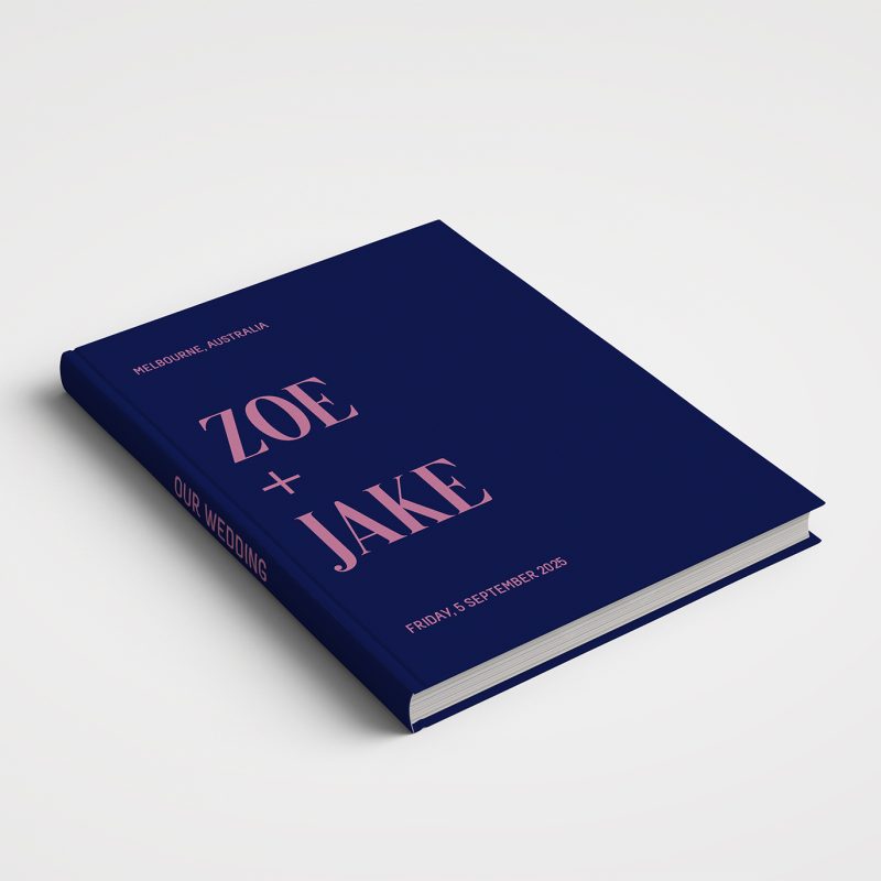 Wedding Album Printed Covers - Colour Block Navy Blue & Pink