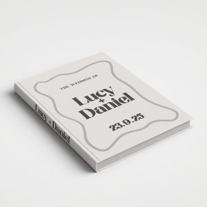 Wedding Album Printed Covers - Pale Grey & Black with Wavy Border