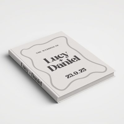 Wedding Album Printed Covers - Pale Grey & Black with Wavy Border