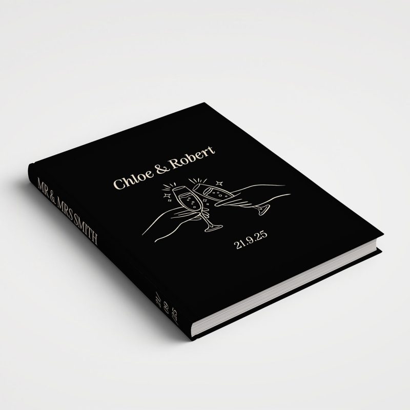 Wedding Album Printed Covers - Whimsical Champagne Black and Beige
