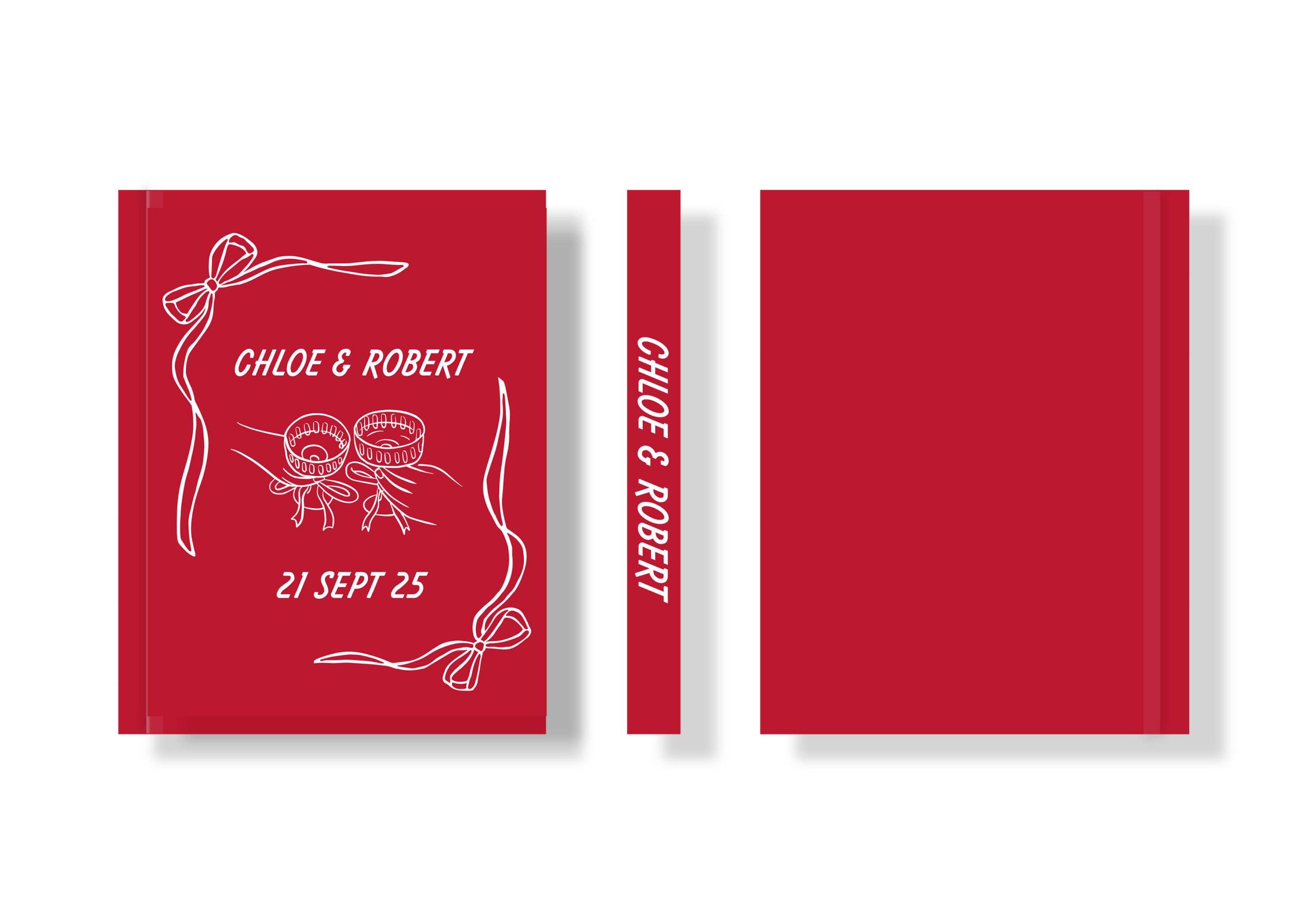 Wedding Photo Album - Creative Collection - Custom Printed Fabric Covers - Champagne, Cherry Red