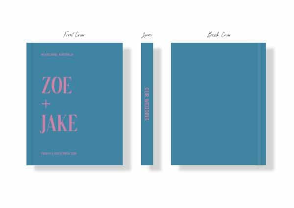 Wedding Photo Album - Creative Collection - Custom Printed Fabric Covers 40 - Colour Blocking Dusty Blue Pink