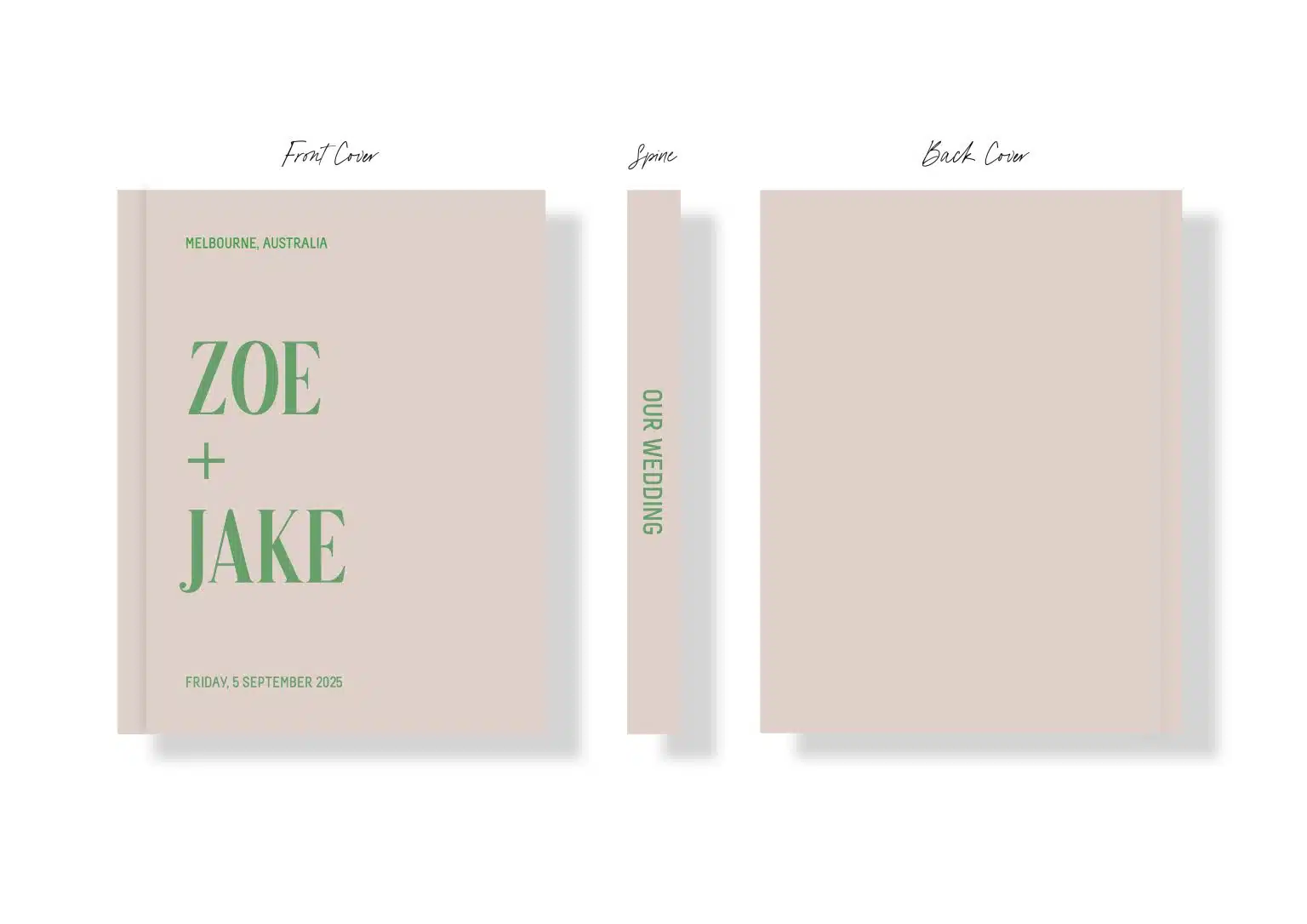 Wedding Photo Album - Creative Collection - Custom Printed Fabric Covers 45 - Colour Blocking Beige Green