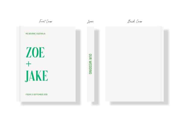 Wedding Photo Album - Creative Collection - Custom Printed Fabric Covers 46 - Colour Blocking Off White Green