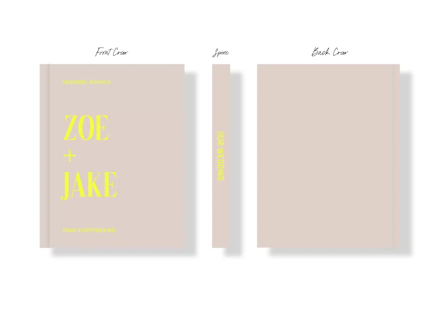 Wedding Photo Album - Creative Collection - Custom Printed Fabric Covers 48 - Colour Blocking Beige Neon Yellow