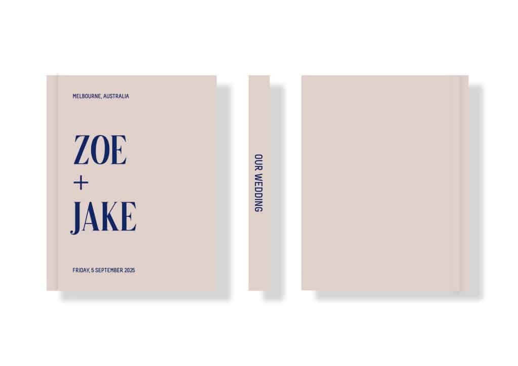 Wedding Photo Album - Creative Collection - Custom Printed Fabric Covers - Beige & Navy Blue