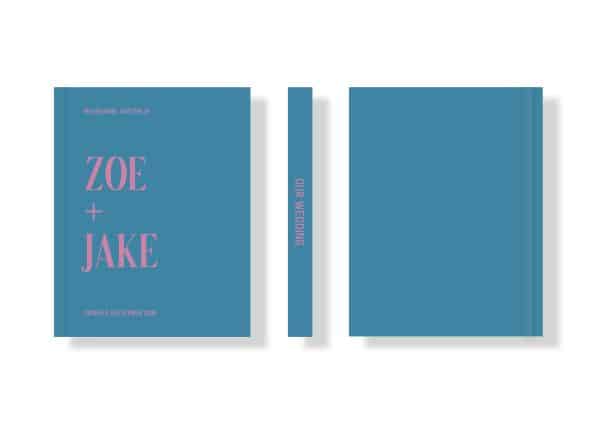 Wedding Photo Album - Creative Collection - Custom Printed Fabric Covers - Dusty Blue & Pink