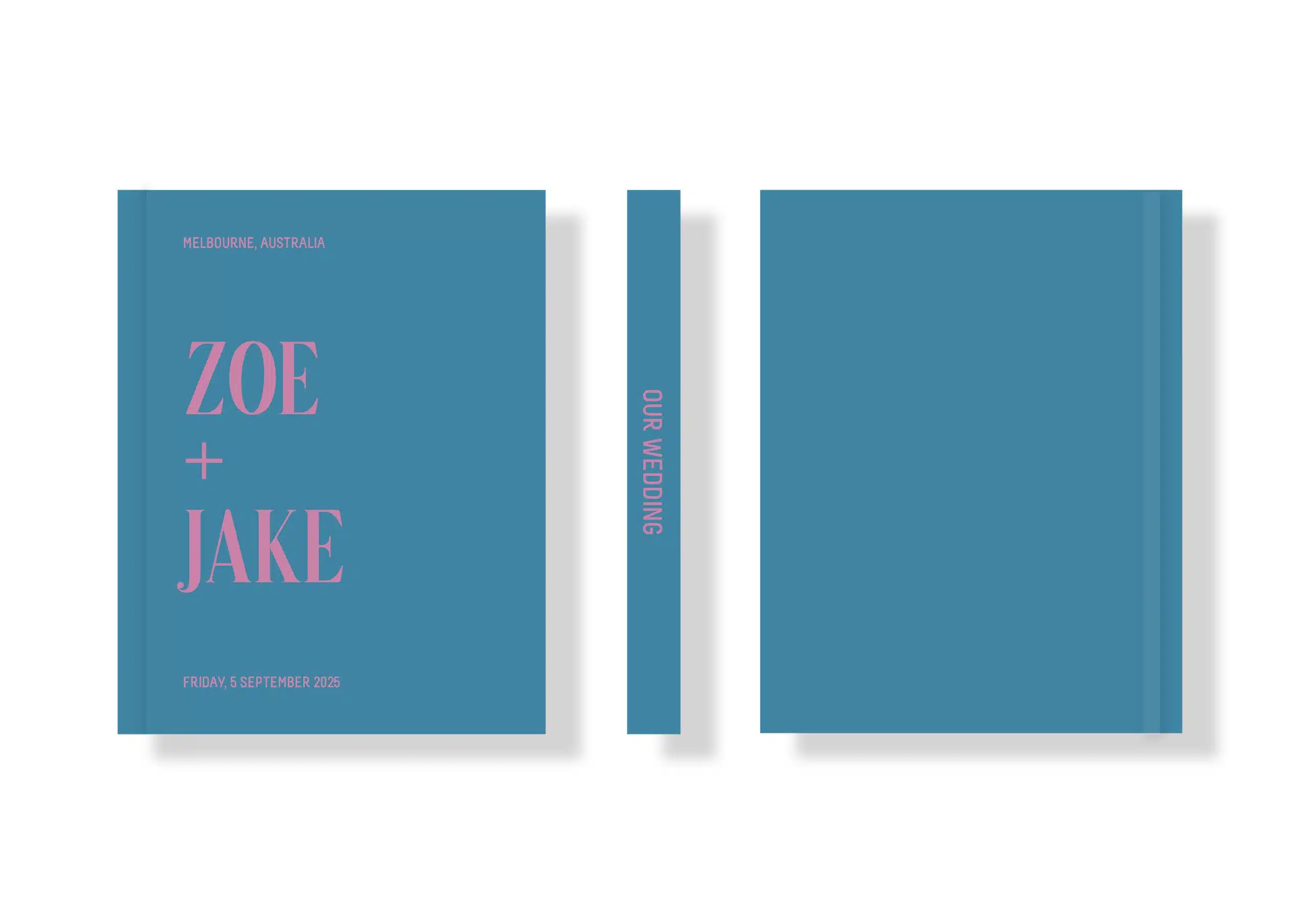 Wedding Photo Album - Creative Collection - Custom Printed Fabric Covers - Dusty Blue & Pink