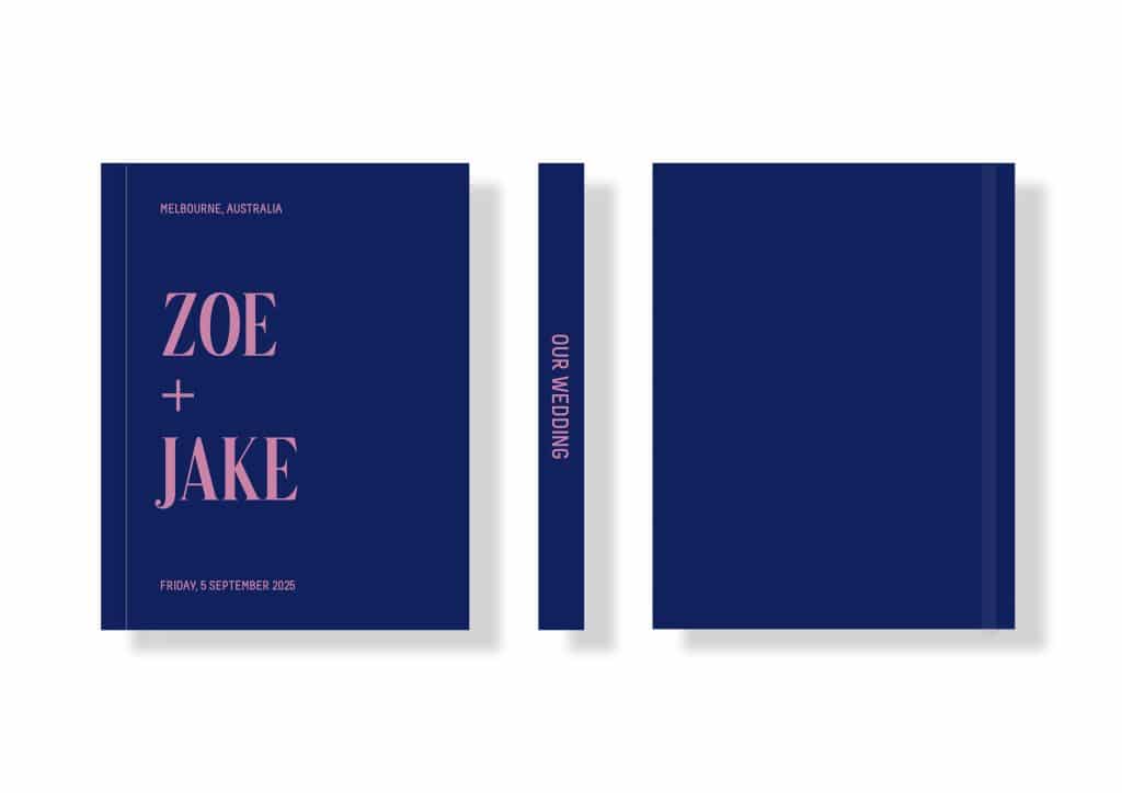 Wedding Photo Album - Creative Collection - Custom Printed Fabric Covers - Navy Blue & Pink
