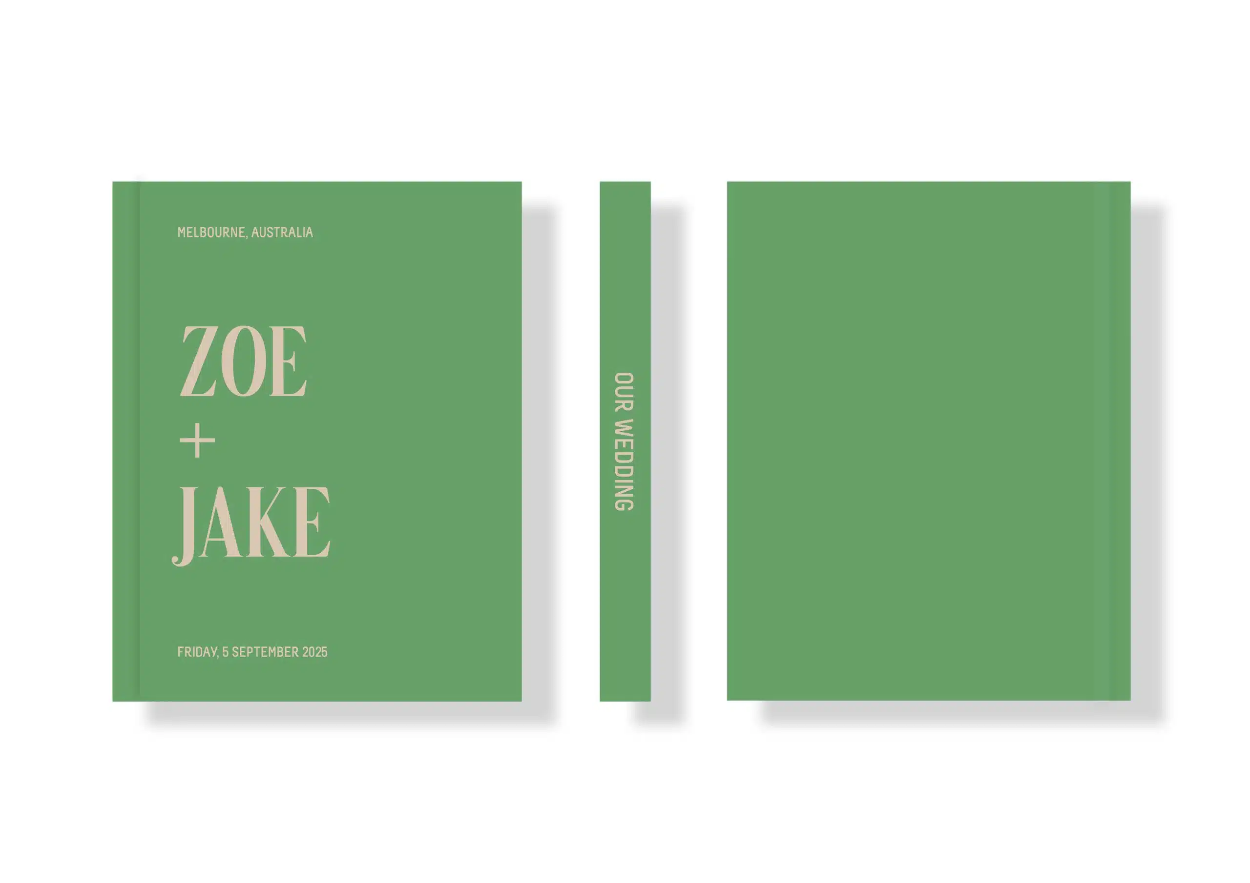 Wedding Photo Album - Creative Collection - Custom Printed Fabric Covers - Green & Cream