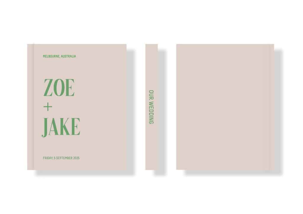 Wedding Photo Album - Creative Collection - Custom Printed Fabric Covers - Beige & Green