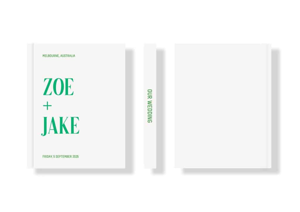 Wedding Photo Album - Creative Collection - Custom Printed Fabric Covers - Off White & Green