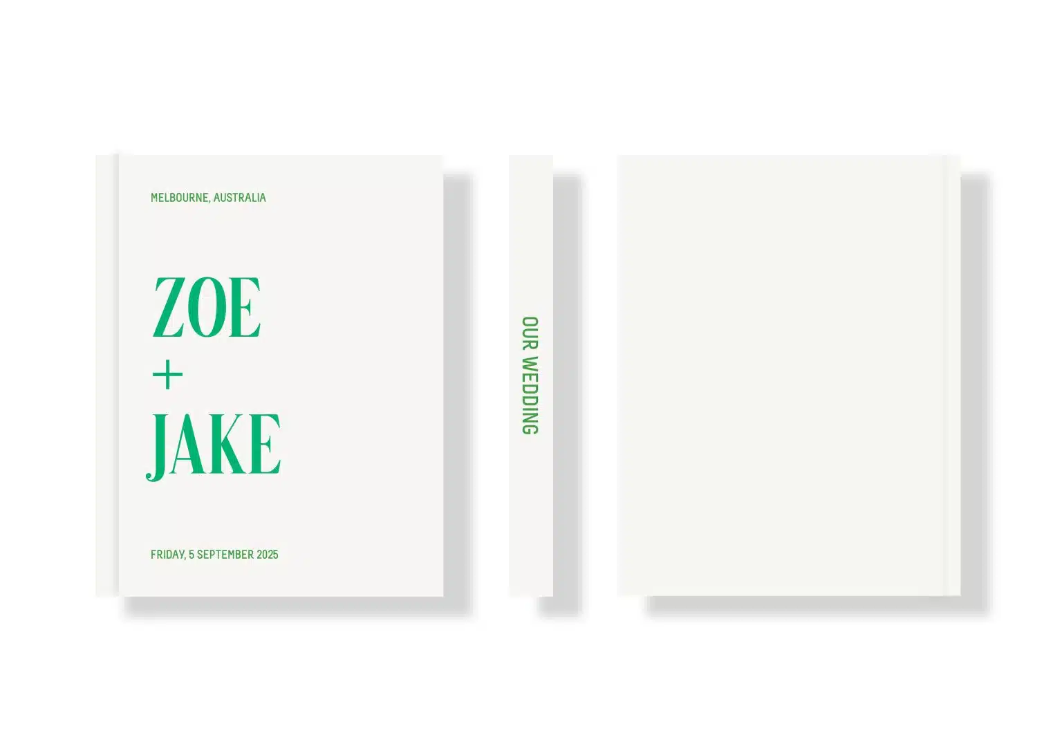 Wedding Photo Album - Creative Collection - Custom Printed Fabric Covers - Off White & Green