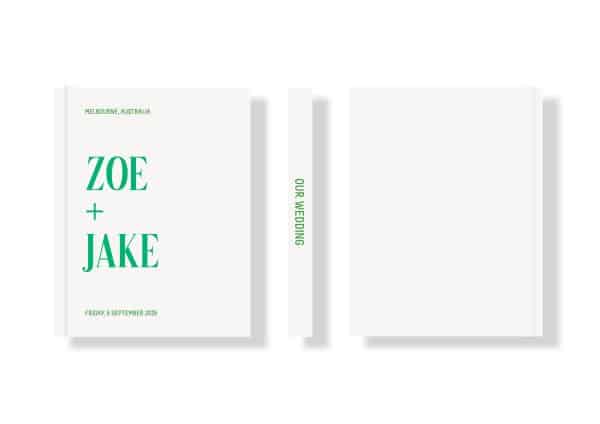 Wedding Photo Album - Creative Collection - Custom Printed Fabric Covers - Off White & Green