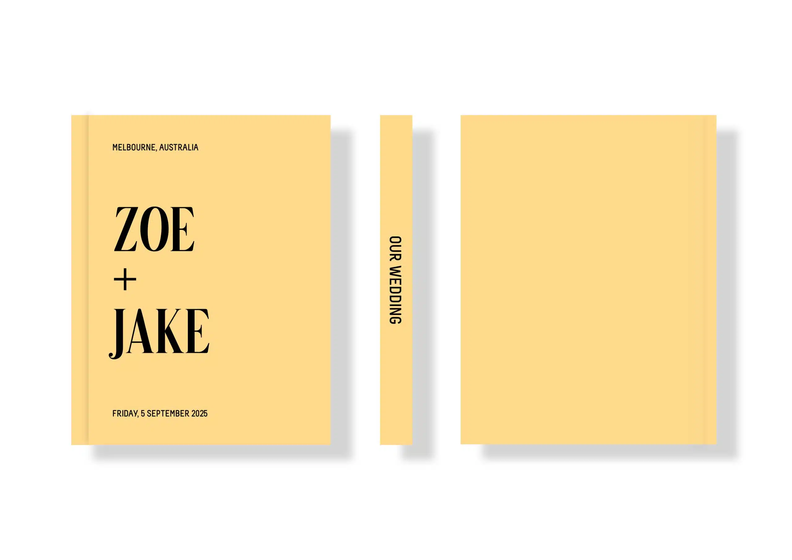 Wedding Photo Album - Creative Collection - Custom Printed Fabric Covers - Buttercup Yellow & Black