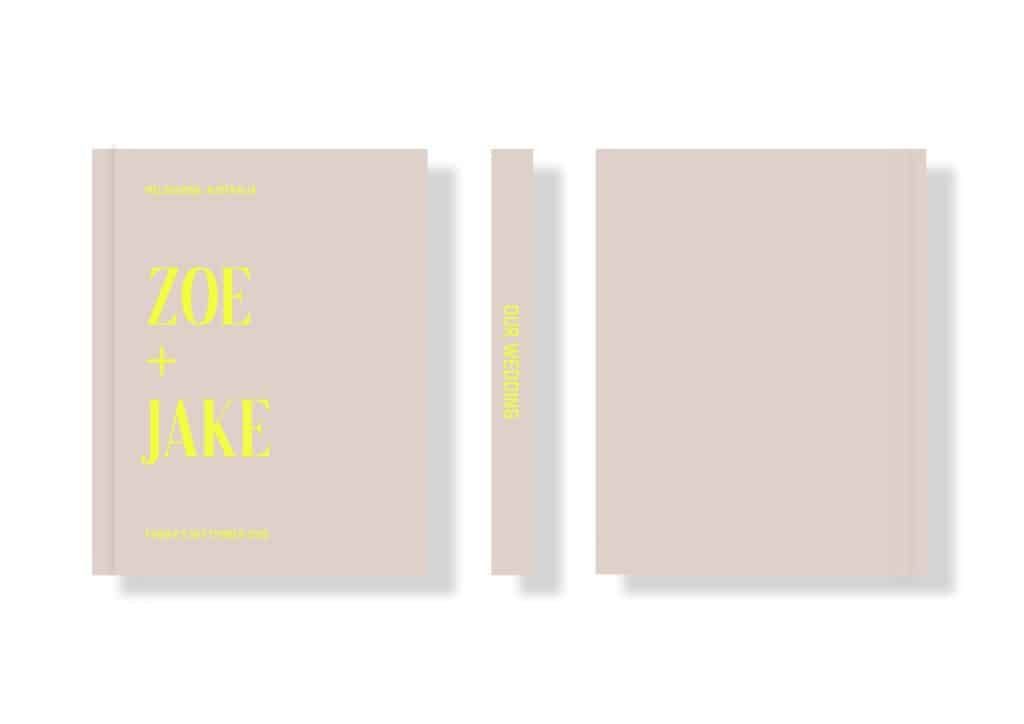 Wedding Photo Album - Creative Collection - Custom Printed Fabric Covers - Beige & Neon Yellow