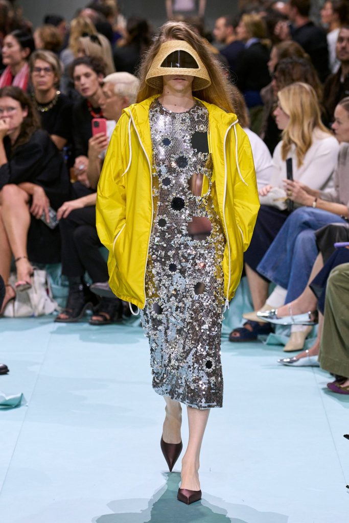 Accents of neon or pops of colour make it on the 2025 Prada runway