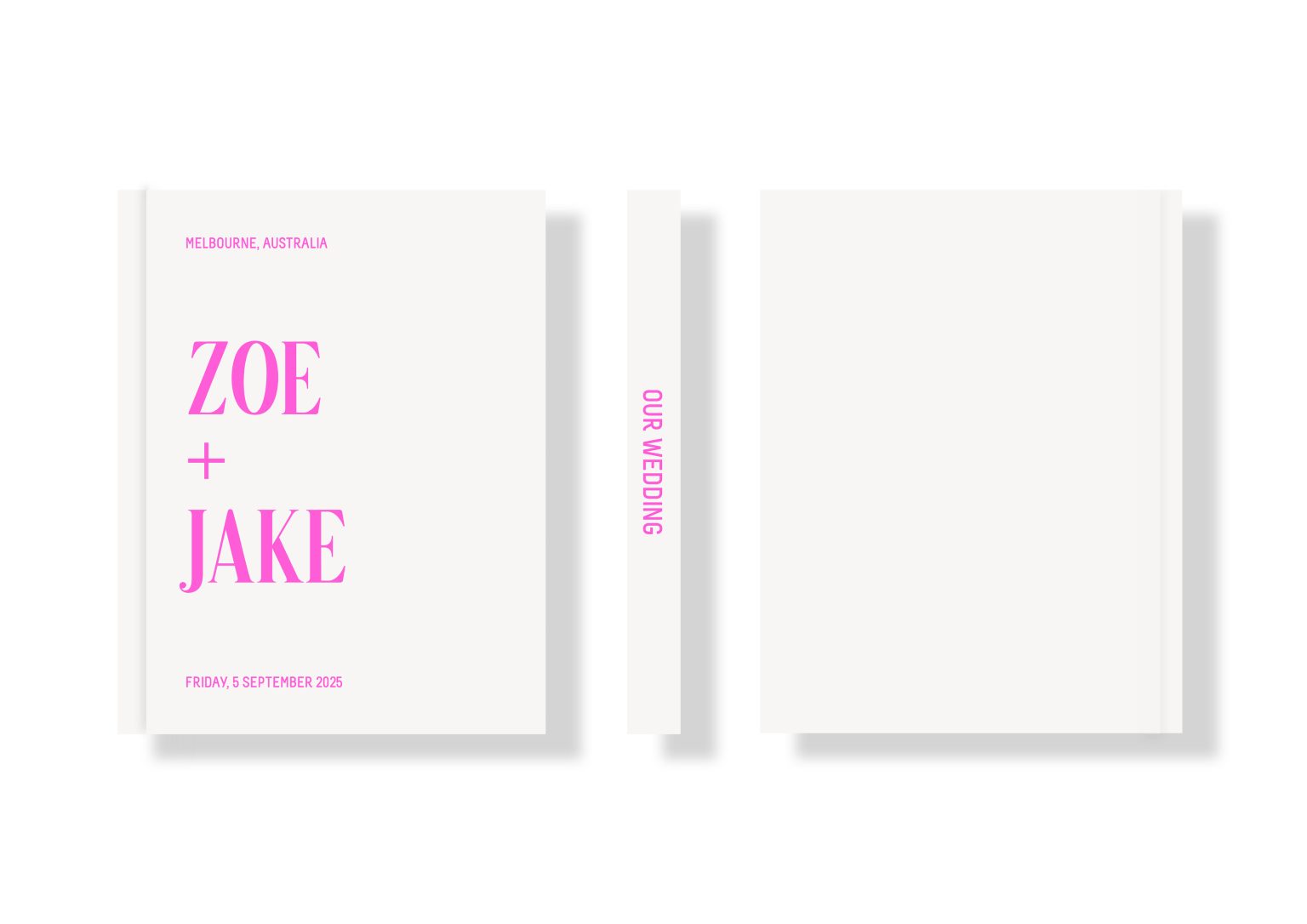 Wedding Photo Album - Creative Collection - Custom Printed Fabric Cover - White & Neon Pink