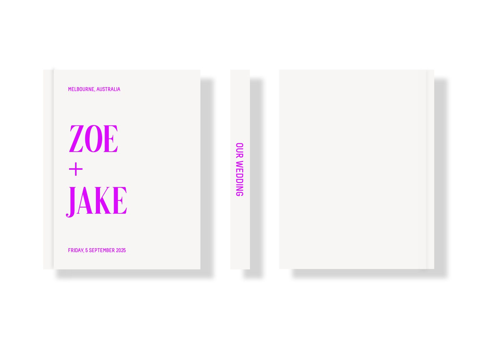 Wedding Photo Album - Creative Collection - Custom Printed Fabric Cover - White & Neon Purple / Violet