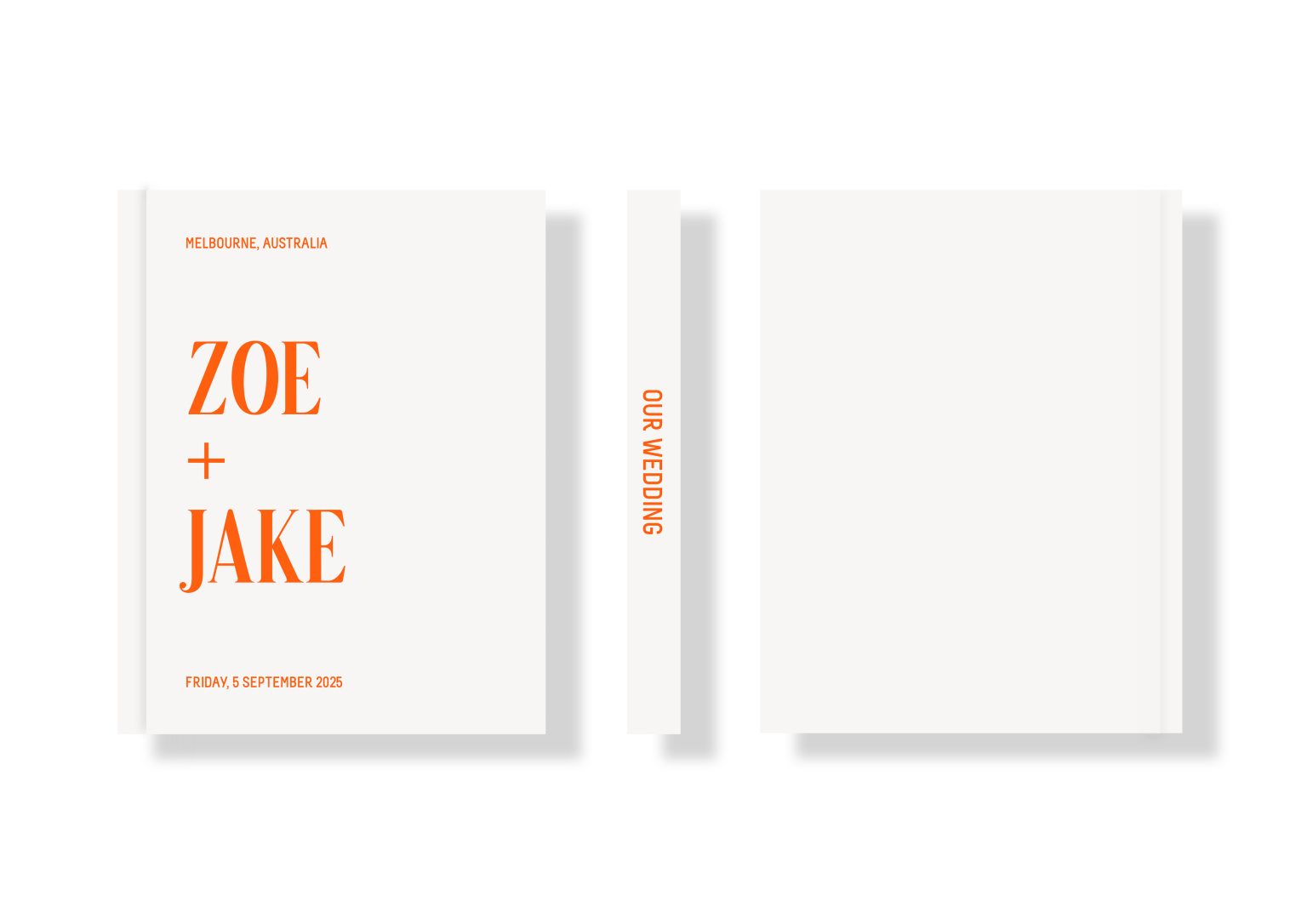 Wedding Photo Album - Creative Collection - Custom Printed Fabric Cover - White & Neon Orange