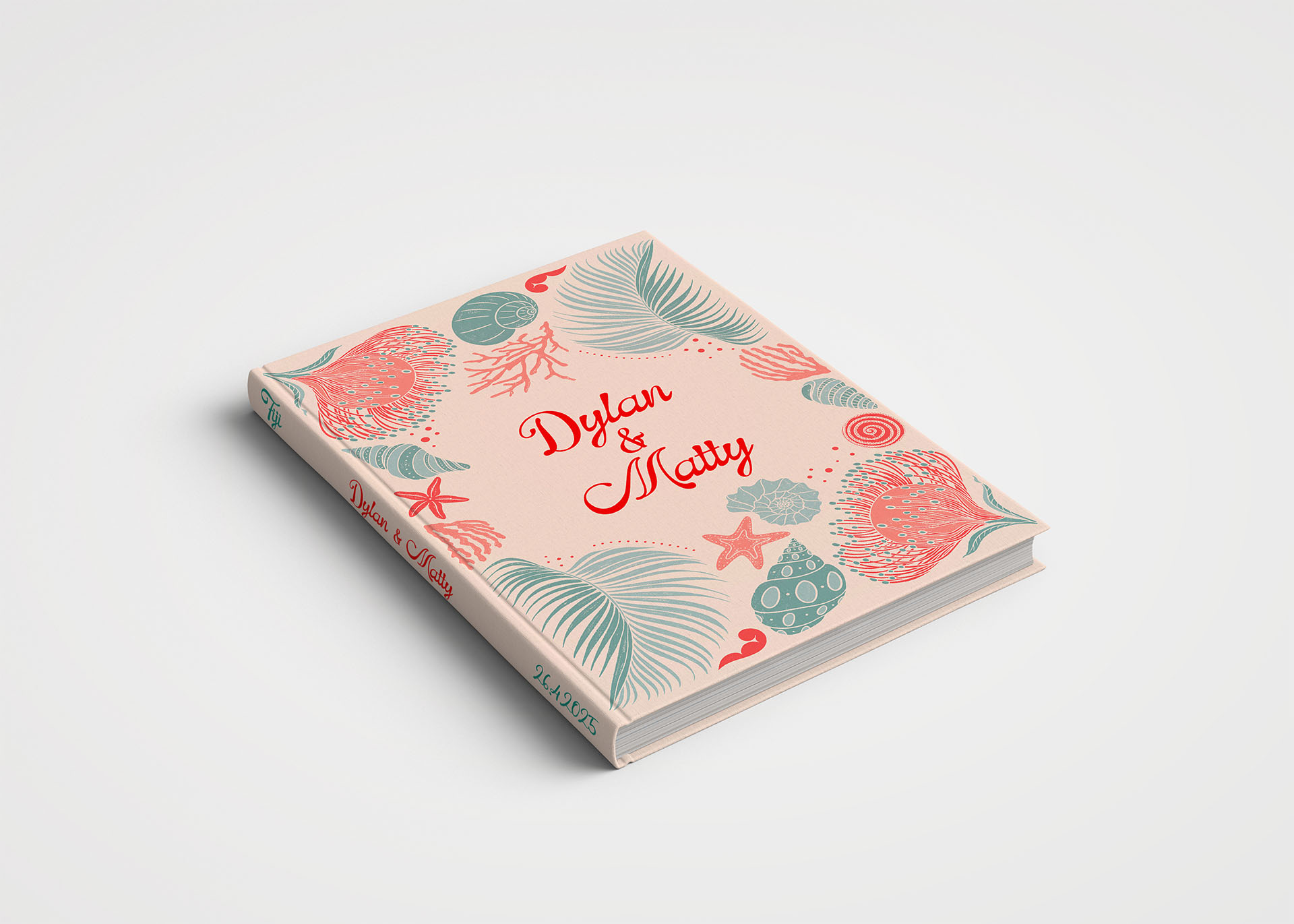 Wedding Album Printed Covers - Seaside in red and teal