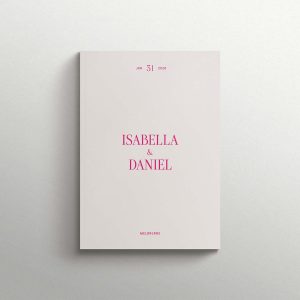 Wedding Magazine - Coffee Table Keepsake with Minimalist Typography Cover in Neon Pink Ink