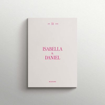 Wedding Magazine - Coffee Table Keepsake with Minimalist Typography Cover in Neon Pink Ink