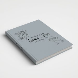 Wedding Photo Album - Printed Collection - Custom Printed Fabric Cover Cupid & Moet Champagne Illustration