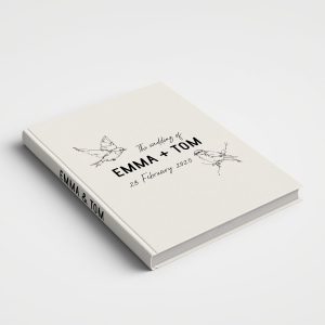 Wedding Photo Album - Printed Collection - Custom Printed Fabric Cover - Lovebirds Illustration, Birds of a Feather Flock Together theme