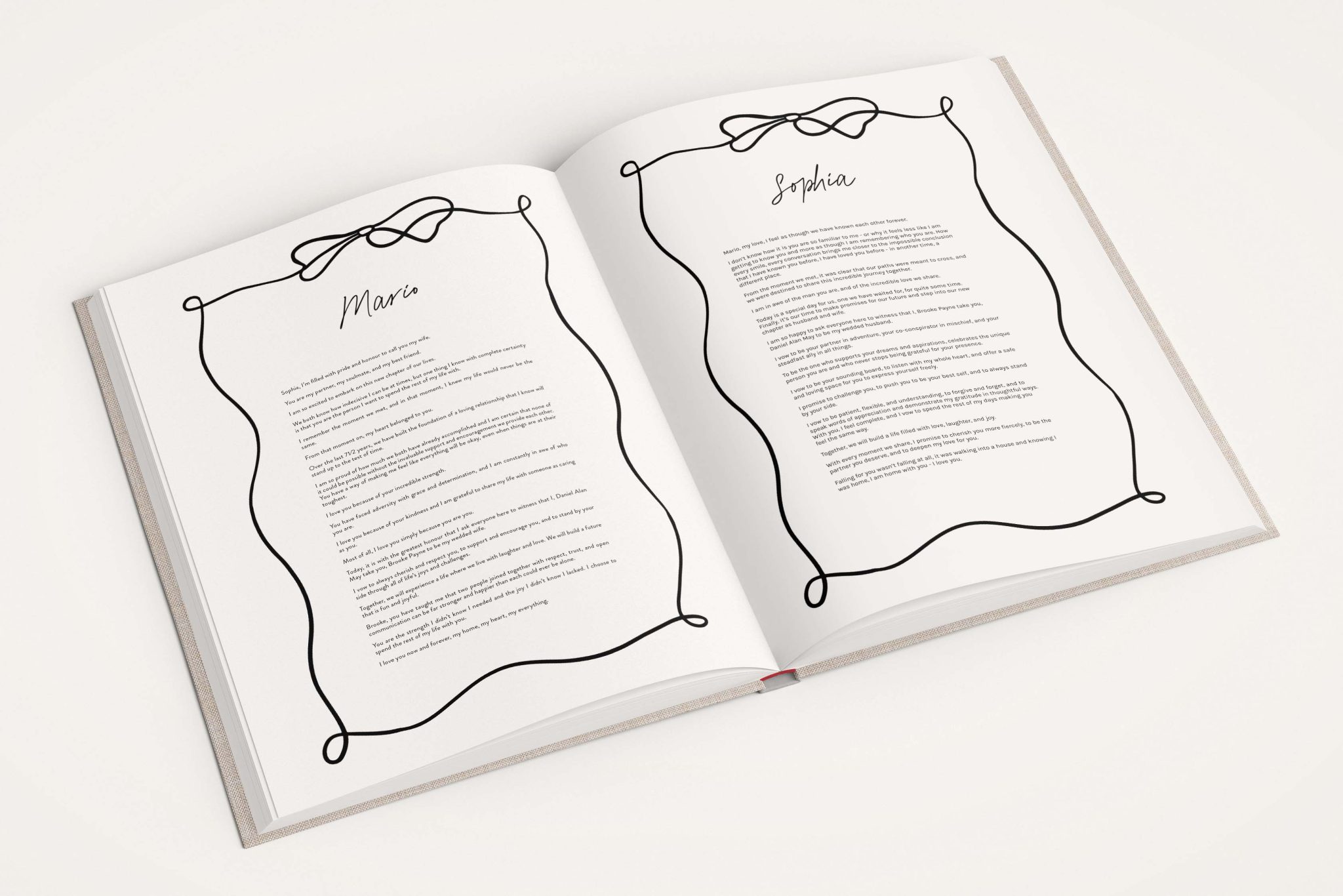 Custom Vow Page Design for Wedding Albums - Wavy Border