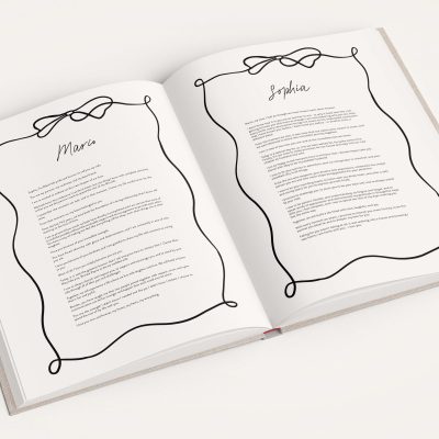 Custom Vow Page Design for Wedding Albums - Wavy Border