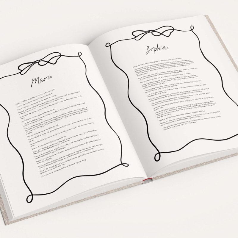 Custom Vow Page Design for Wedding Albums - Wavy Border
