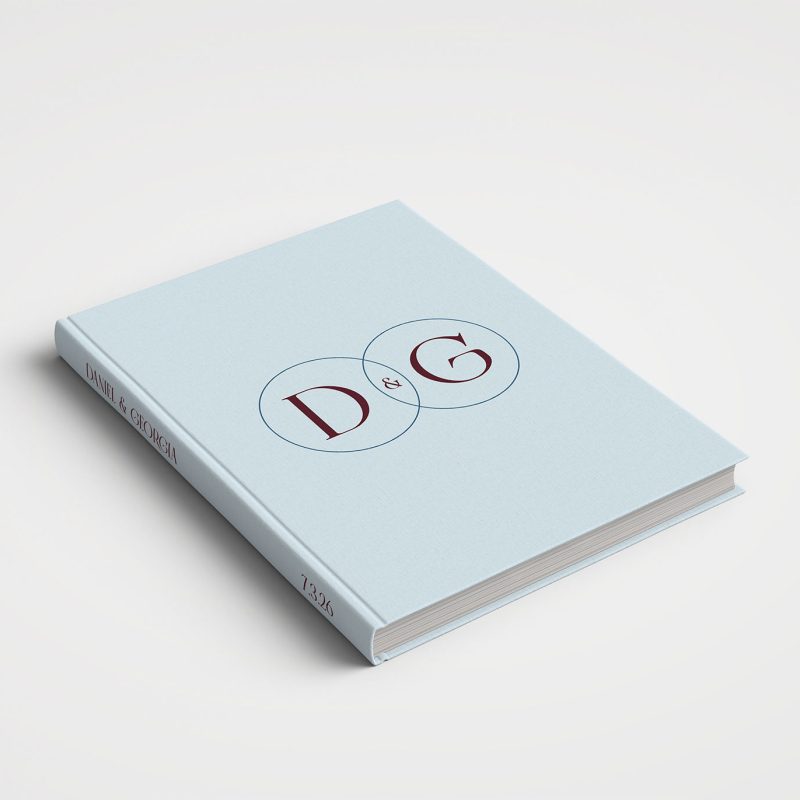 Wedding Album Printed Cover - Together Eternity in a chocolate & pale blue colour palette
