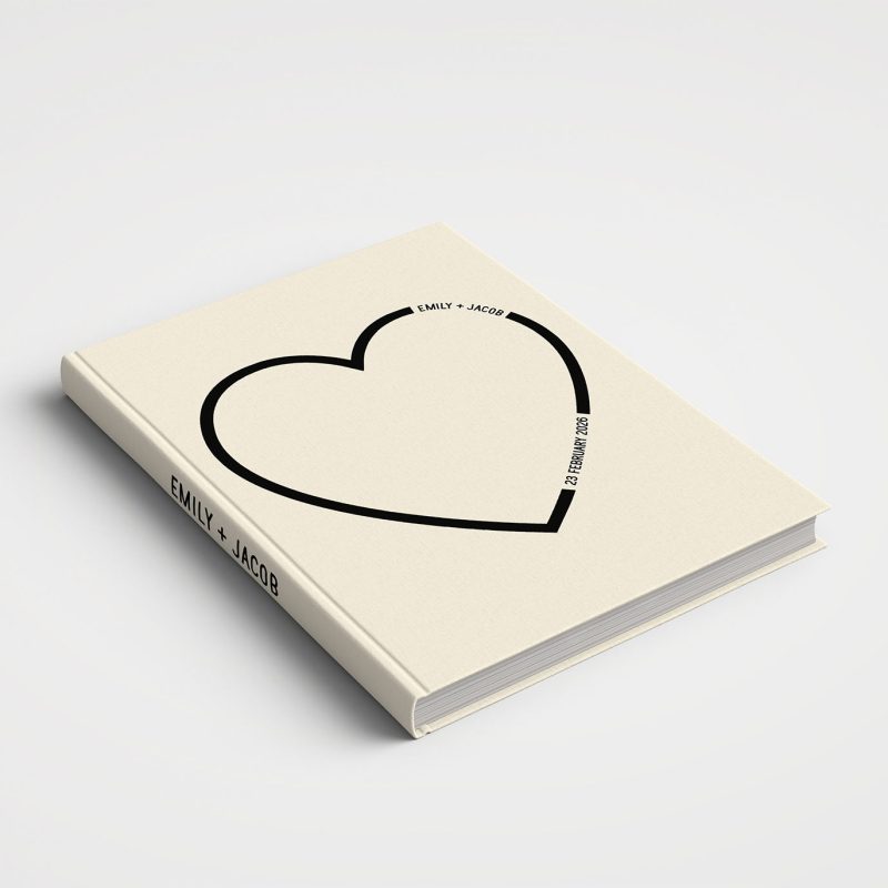 Wedding Album Printed Cover - Together One Heart in a neutral colour palette