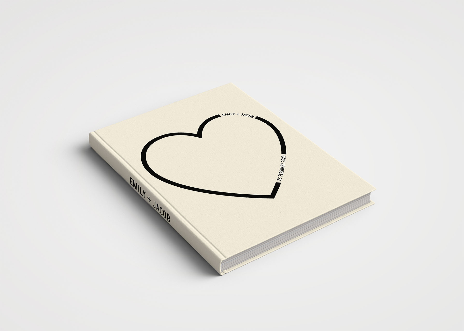 Wedding Album Printed Cover - Together One Heart in a neutral colour palette