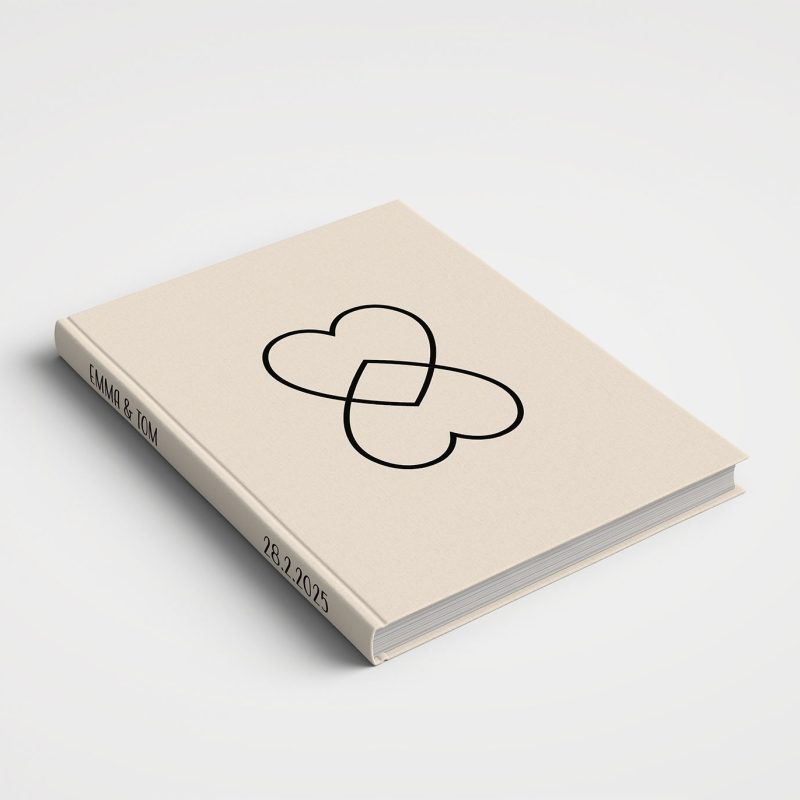 Wedding Album Printed Cover - Together Two Hearts in a neutral colour palette