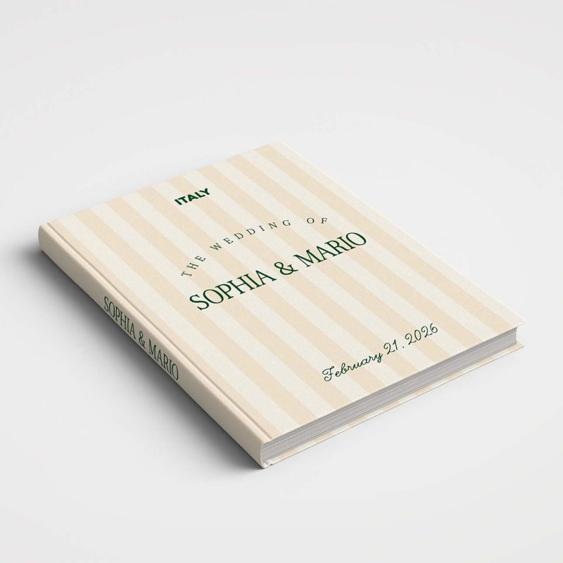 Wedding Album Printed Covers - Riviera Wedding Collection - NOTO Green & Natural Stripes
