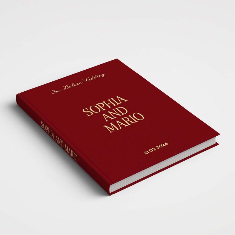 Wedding Album Printed Covers - Riviera Wedding Collection - ROSA Cherry Red & Butter Yellow