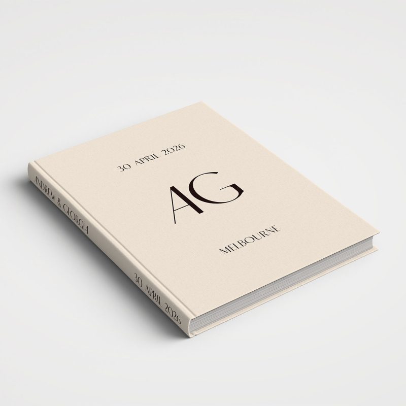 Wedding Album Printed Cover - Monogram Beige & Black