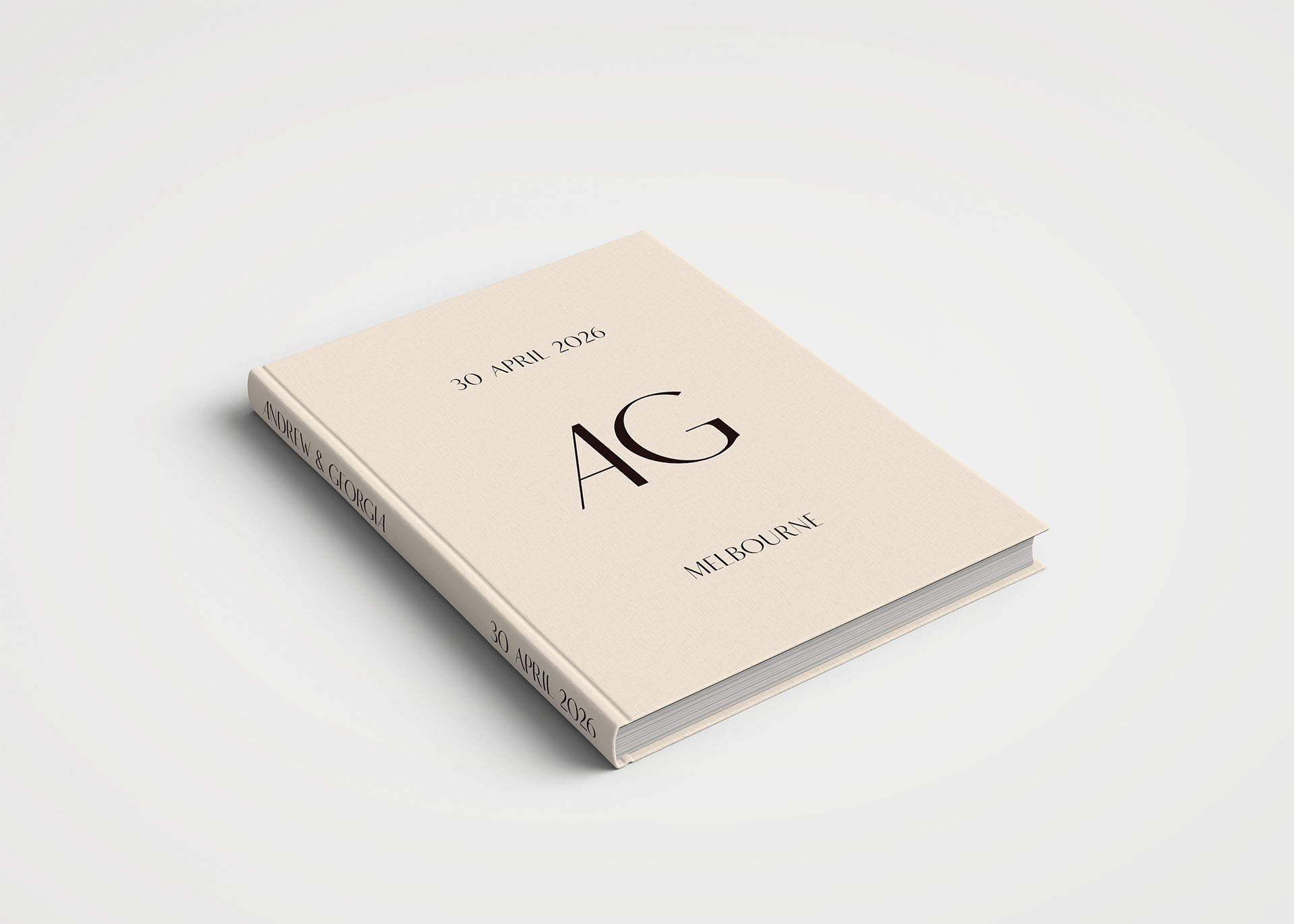 Wedding Album Printed Cover - Monogram Beige & Black