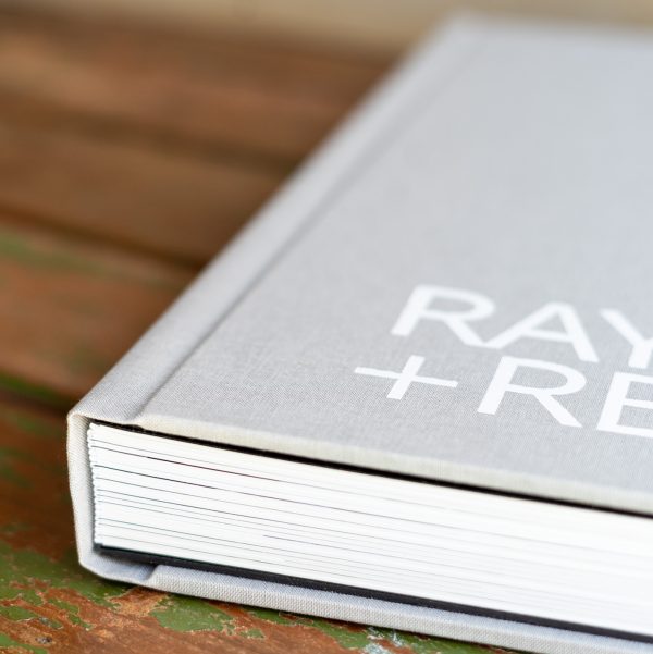 Wedding Album Fashion Collection — Light Grey Linen Cover with White Lettering in Bold Typography