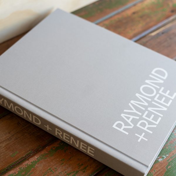 Wedding Album Fashion Collection — Light Grey Linen Cover with White Lettering in Bold Typography