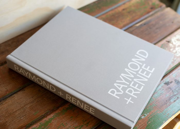 Wedding Albums for Editorial & Candid Photography. Wedding Album Fashion Collection — Light Grey Linen Cover with White Lettering in Bold Typography.