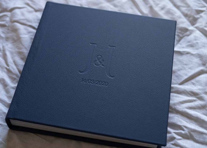 Monochrome Wedding Album Cover. Monochromatic wedding colour palette. The Coffee Table Wedding Album - The Modern Fine Art Album. Navy Blue wedding album cover perfect for the navy blue wedding colour theme.