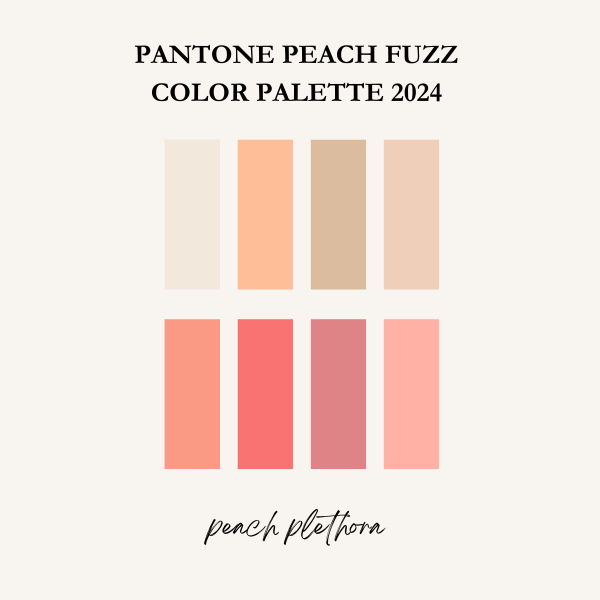 Pantone Peach Fuzz Colour of the Year 2024. Colour palette Peach